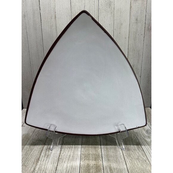 Vintage Italian Triangular Salad Plates White Brown MCM - Set Of 2 - Picture 2 of 7